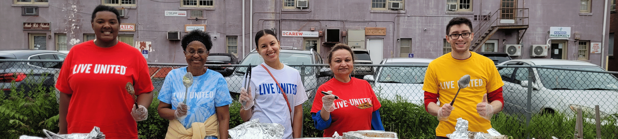 Volunteers ready to serve meals at Dinner for a Dollar